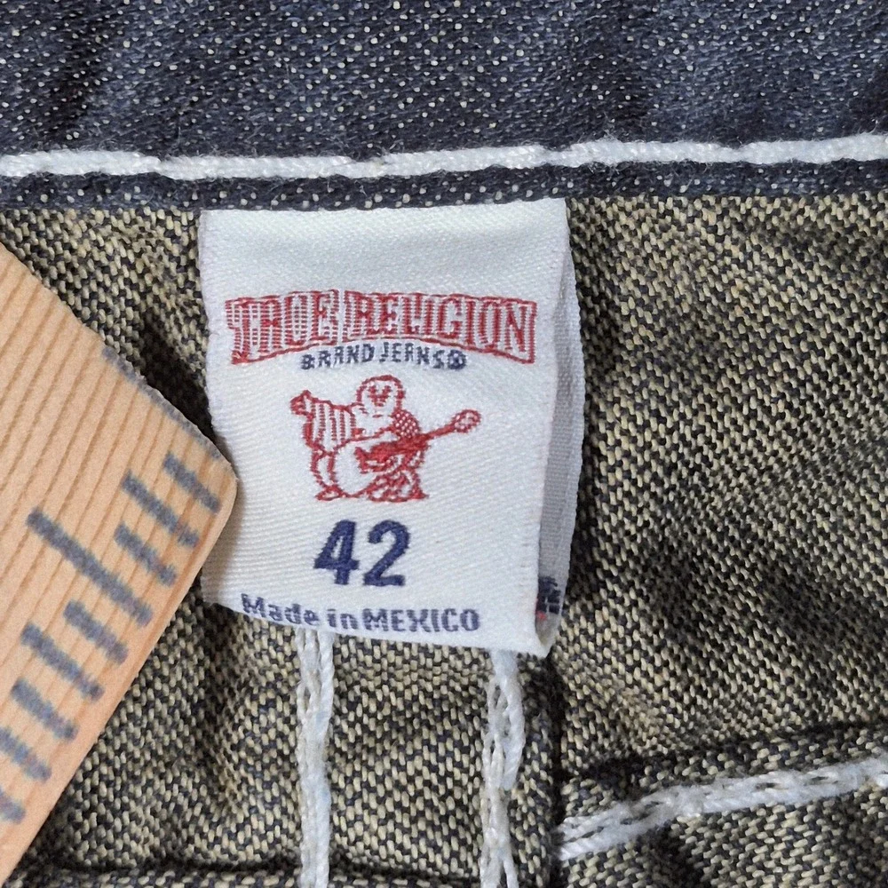 True Religion Ricky Super T Jeans Mens 42 Dark Wash Distressed Straight Leg Y2K